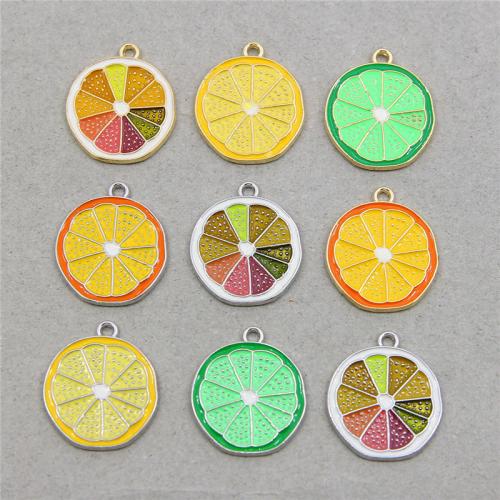 Tibetan Style Enamel Pendants, Lemon, plated, fashion jewelry & DIY, more colors for choice, nickel, lead & cadmium free, 22.90x19.90x1.50mm, Approx 100PCs/Bag, Sold By Bag