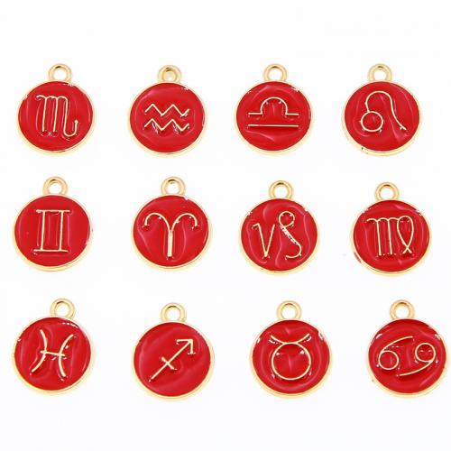 Tibetan Style Enamel Pendants, Flat Round, KC gold color plated, fashion jewelry & DIY & double-sided, more colors for choice, nickel, lead & cadmium free, 12x15mm, Approx 100PCs/Bag, Sold By Bag