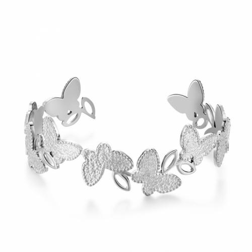Titanium Steel Bracelet & Bangle Butterfly Vacuum Ion Plating fashion jewelry & for woman & hollow nickel lead & cadmium free 10mm Inner Approx 60mm Sold By PC