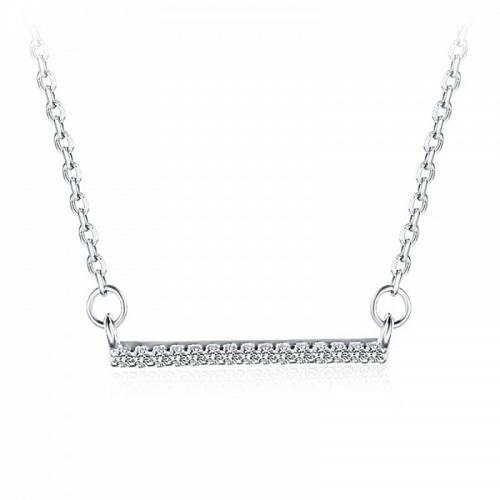 925 Sterling Silver Necklaces with 5cm extender chain fashion jewelry & for woman & with rhinestone nickel lead & cadmium free Length Approx 45 cm Sold By PC