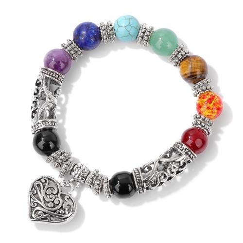 Gemstone Bracelets Natural Stone with Zinc Alloy handmade fashion jewelry & Unisex Length Approx 19 cm Sold By PC