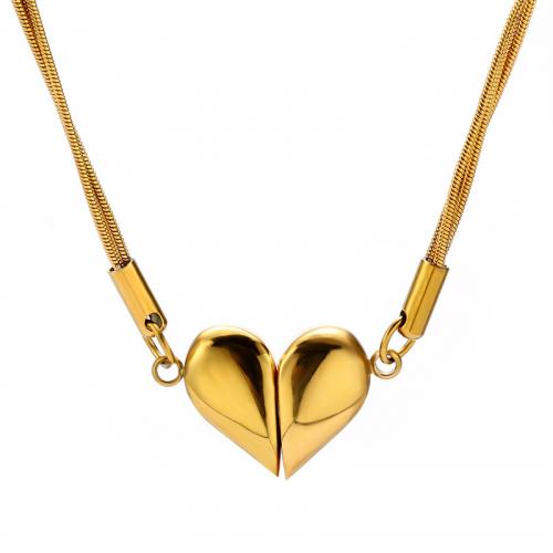 Stainless Steel Jewelry Necklace, 304 Stainless Steel, Heart, plated, fashion jewelry & for woman, more colors for choice, nickel, lead & cadmium free, Length:Approx 45 cm, Sold By PC