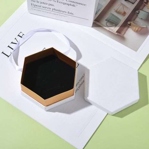 Jewelry Gift Box Paper Hexagon dustproof Sold By PC
