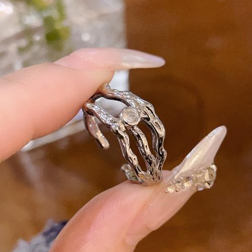 Mässing Finger Ring, med Månsten, mode smycken & olika stilar för val & för kvinna, nickel, bly och kadmium gratis, Storlek:7, Säljs av PC