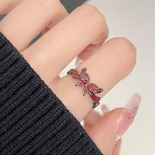 Ring Finger mosiądz, Motyl, biżuteria moda & dla kobiety & emalia, dostępnych więcej kolorów, bez zawartości niklu, ołowiu i kadmu, rozmiar:7, sprzedane przez PC