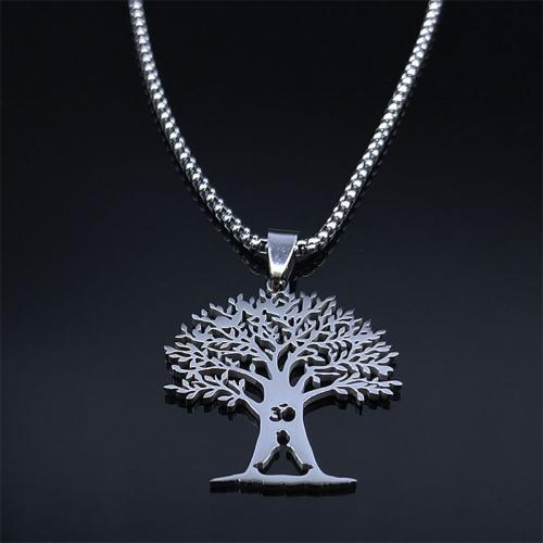 Stainless Steel Jewelry Necklace 304 Stainless Steel Tree polished fashion jewelry & Unisex Length Approx 50 cm Sold By PC