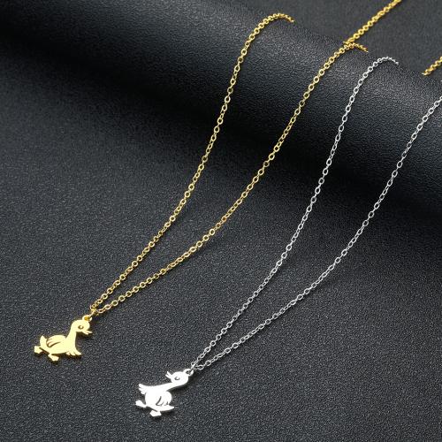 Stainless Steel Jewelry Necklace, 304 Stainless Steel, with 5cm extender chain, Duck, fashion jewelry & for woman, more colors for choice, 20x13mm, Length:Approx 45 cm, Sold By PC