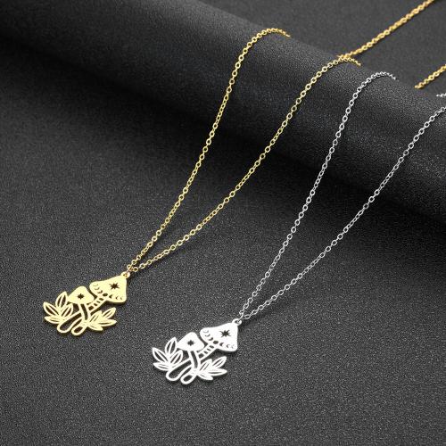 Stainless Steel Jewelry Necklace, 304 Stainless Steel, with 5cm extender chain, mushroom, fashion jewelry & for woman, more colors for choice, 24x34mm, Length:Approx 45 cm, Sold By PC