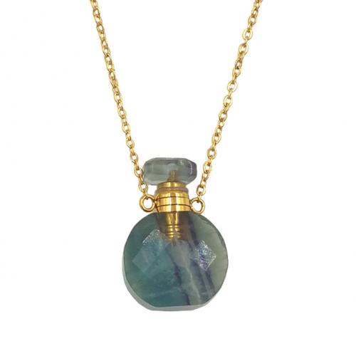 Brass Necklace with Natural Fluorite with 2 inch extender chain gold color plated fashion jewelry & for woman nickel lead & cadmium free Length Approx 18 Inch Sold By PC