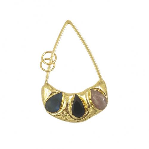 Brass Jewelry Pendants with Gemstone gold color plated DIY nickel lead & cadmium free Sold By PC