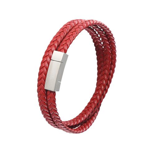 PU Leather Cord Bracelets, with 304 Stainless Steel, fashion jewelry & different length for choice & Unisex, more colors for choice, Sold By PC