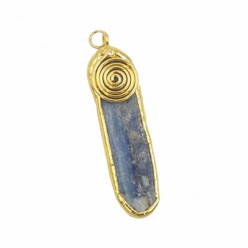 Brass Jewelry Pendants, with Kyanite, gold color plated, DIY, nickel, lead & cadmium free, Length:35-52mm,Width:14-18mm, Sold By PC
