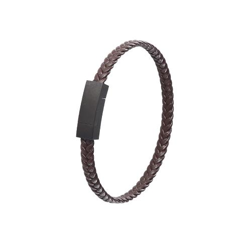 PU Cord Armbånd, med 304 rustfrit stål, mode smykker & forskellige længde for valg & Unisex, flere farver til valg, Solgt af PC
