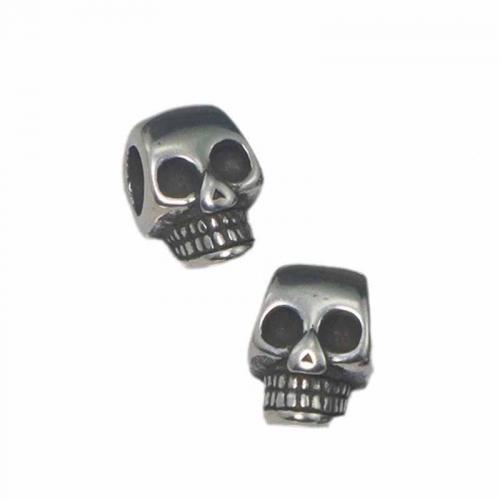 Stainless Steel Beads, 304 Stainless Steel, Skull, polished, DIY, original color, 8x13x7mm, Hole:Approx 3.5mm, Sold By PC