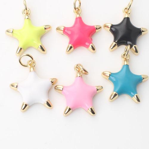 Brass Jewelry Pendants, Star, gold color plated, DIY & enamel, more colors for choice, nickel, lead & cadmium free, 17.40x15.20x3.60mm, Sold By PC