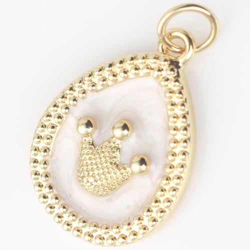 Brass Jewelry Pendants Teardrop gold color plated DIY & enamel white nickel lead & cadmium free Sold By PC