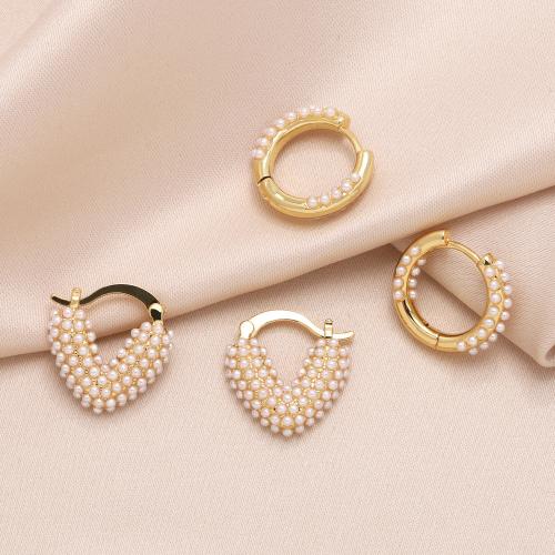 Brass Leverback Earring with Plastic Pearl plated fashion jewelry golden nickel lead & cadmium free Sold By Pair