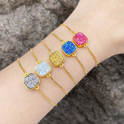 Brass Bracelet & Bangle with Ice Quartz Agate plated fashion jewelry nickel lead & cadmium free The inner diameter of the bracelet is 55cm Sold By PC