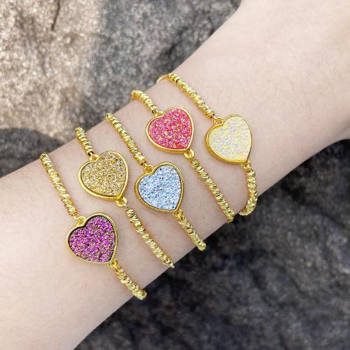 Brass Bracelet & Bangle, with Ice Quartz Agate, plated, fashion jewelry, more colors for choice, nickel, lead & cadmium free, The inner diameter of the bracelet is 55cm, Length:55 cm, Sold By PC