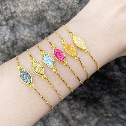 Brass Bracelet & Bangle, with Ice Quartz Agate, plated, fashion jewelry, more colors for choice, nickel, lead & cadmium free, Length:55 cm, Sold By PC
