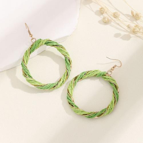 Iron Earring with Rafidah Grass Round handmade fashion jewelry & for woman & hollow nickel lead & cadmium free Sold By Pair