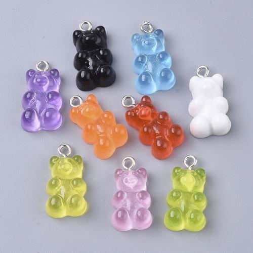 Resin Pendant, Bear, DIY & enamel, more colors for choice, 20.50x11.50x7mm, Approx 20PCs/Bag, Sold By Bag
