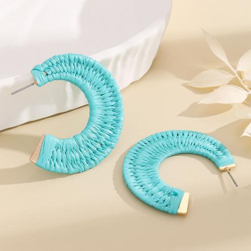 Zinc Alloy Stud Earring with Rafidah Grass handmade fashion jewelry & for woman nickel lead & cadmium free Sold By Pair