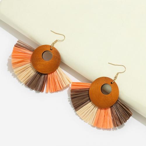 Wood Earring with Rafidah Grass fashion jewelry & for woman Sold By Pair