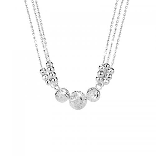 925 Sterling Silver Necklaces, with 5CM extender chain, plated, for woman, silver color, Length:Approx 40 cm, Sold By PC