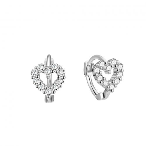 Cubic Zirconia Micro Pave Sterling Silver Earring, 925 Sterling Silver, Heart, plated, micro pave cubic zirconia & for woman, more colors for choice, Sold By Pair