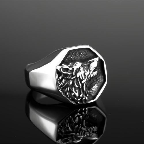 Titantium Steel δάχτυλο του δακτυλίου, Titanium Steel, γυαλισμένο, διαφορετικό μέγεθος για την επιλογή & για τον άνθρωπο, ασήμι, Sold Με PC