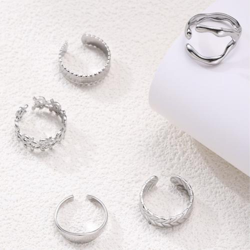 Пальцевидное Кольцо Титановой Стали, титан, полированный, Мужская & разные стили для выбора, серебряный, продается PC