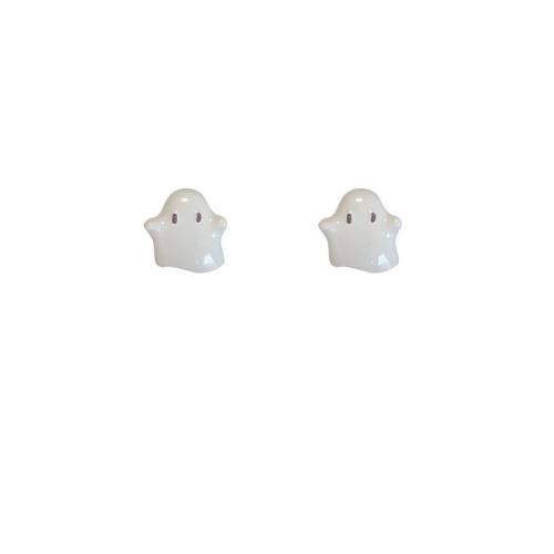 Zinc Alloy Stud Earring, spook, voor vrouw & glazuur, 20x20mm, Verkocht door pair