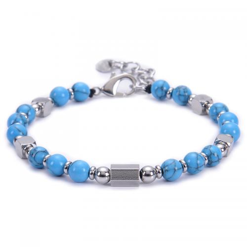 Gemstone Bracelet with 304 Stainless Steel handmade & Unisex Length Approx 7-11.8 Inch Sold By PC