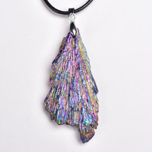 Bijoux Pendentifs en pierres gemmes, Schorl, forme de plume, Placage, naturel & DIY, pendant length 40-50mm, Vendu par PC