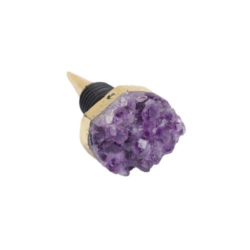 Amethyst Bottle Stopper, with Tibetan Style, natural & druzy style, gold, 85mm, Sold By PC