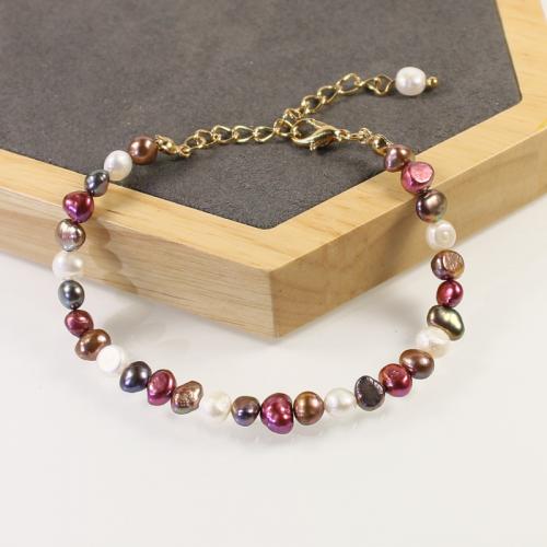 Freshwater Cultured Pearl Bracelet Freshwater Pearl with Zinc Alloy with 5cm extender chain fashion jewelry & for woman Length Approx 17 cm Sold By PC