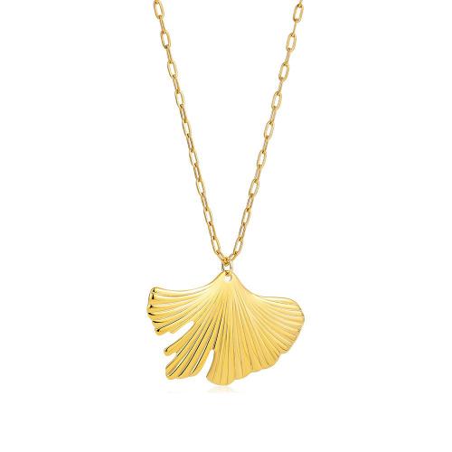Fashion Stainless Steel Jewelry Sets 304 Stainless Steel with 5cm extender chain Ginkgo Leaf Vacuum Ion Plating fashion jewelry & for woman golden Length Approx 47 cm Sold By PC