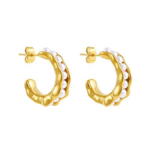 Edelstahl Ohrringe, 304 Edelstahl, mit Kunststoff Perlen, Modeschmuck & verschiedene Stile für Wahl & für Frau, keine, verkauft von Paar