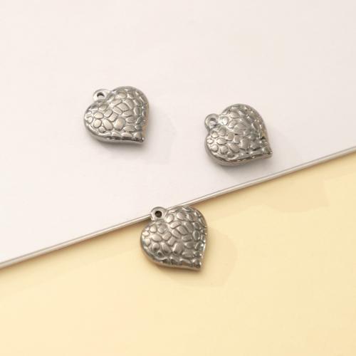 Coração de aço inoxidável pingentes, Aço inoxidável 304, joias de moda & DIY, cor original, 15x16mm, vendido por PC