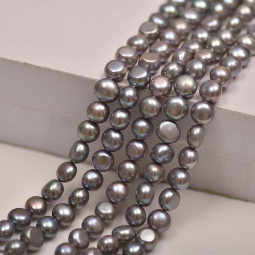 Cultured Button Freshwater Pearl Beads Keshi DIY grey 9mm Sold Per Approx 35 cm Strand
