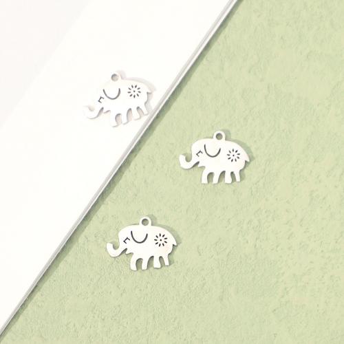 Stainless Steel Animal Pendants, 304 Stainless Steel, Elephant, polished, fashion jewelry & DIY, original color, 16x12mm, Sold By PC