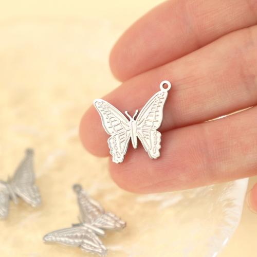 Stainless Steel Animal Pendants, 304 Stainless Steel, Butterfly, polished, fashion jewelry & DIY, original color, 20x22mm, Sold By PC