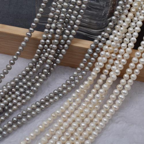Perline perle d'acqua dolce naturale, perla d'acquadolce coltivata naturalmente, Leggermente rotondo, gioielli di moda & DIY, nessuno, Length about 5-5.5mm, Venduto per Appross. 38-40 cm filo