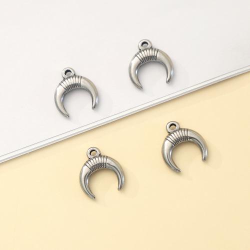 Stainless Steel Pendants, 304 Stainless Steel, Moon, polished, fashion jewelry & DIY, original color, 15x16mm, Sold By PC