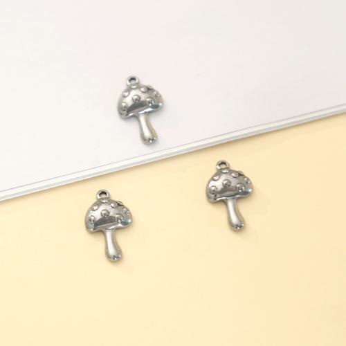 Stainless Steel Pendants, 304 Stainless Steel, mushroom, polished, fashion jewelry & DIY, original color, 11x18mm, Sold By PC