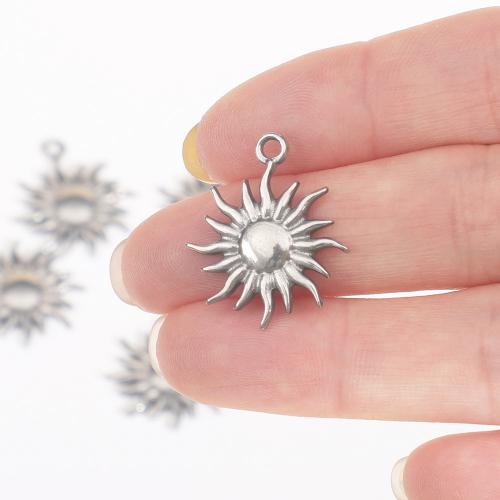 Stainless Steel Pendants, 304 Stainless Steel, Sun, polished, fashion jewelry & DIY, original color, 19x23mm, Sold By PC