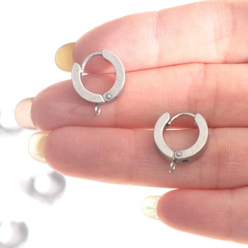 Stainless Steel Hoop Earring Component 304 Stainless Steel Donut polished fashion jewelry & DIY original color Sold By PC