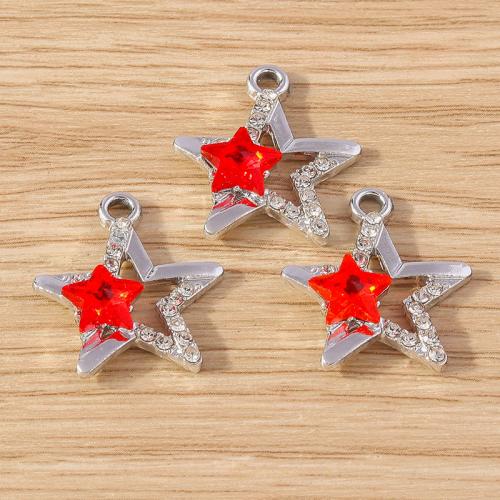 Tibetan Style Rhinestone Pendants, Star, plated, DIY & different styles for choice & with rhinestone, more colors for choice, nickel, lead & cadmium free, Approx 10PCs/Bag, Sold By Bag