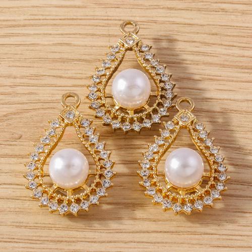 Zinc Alloy Rhinestone Pendants with Plastic Pearl plated DIY & with rhinestone nickel lead & cadmium free Approx Sold By Bag